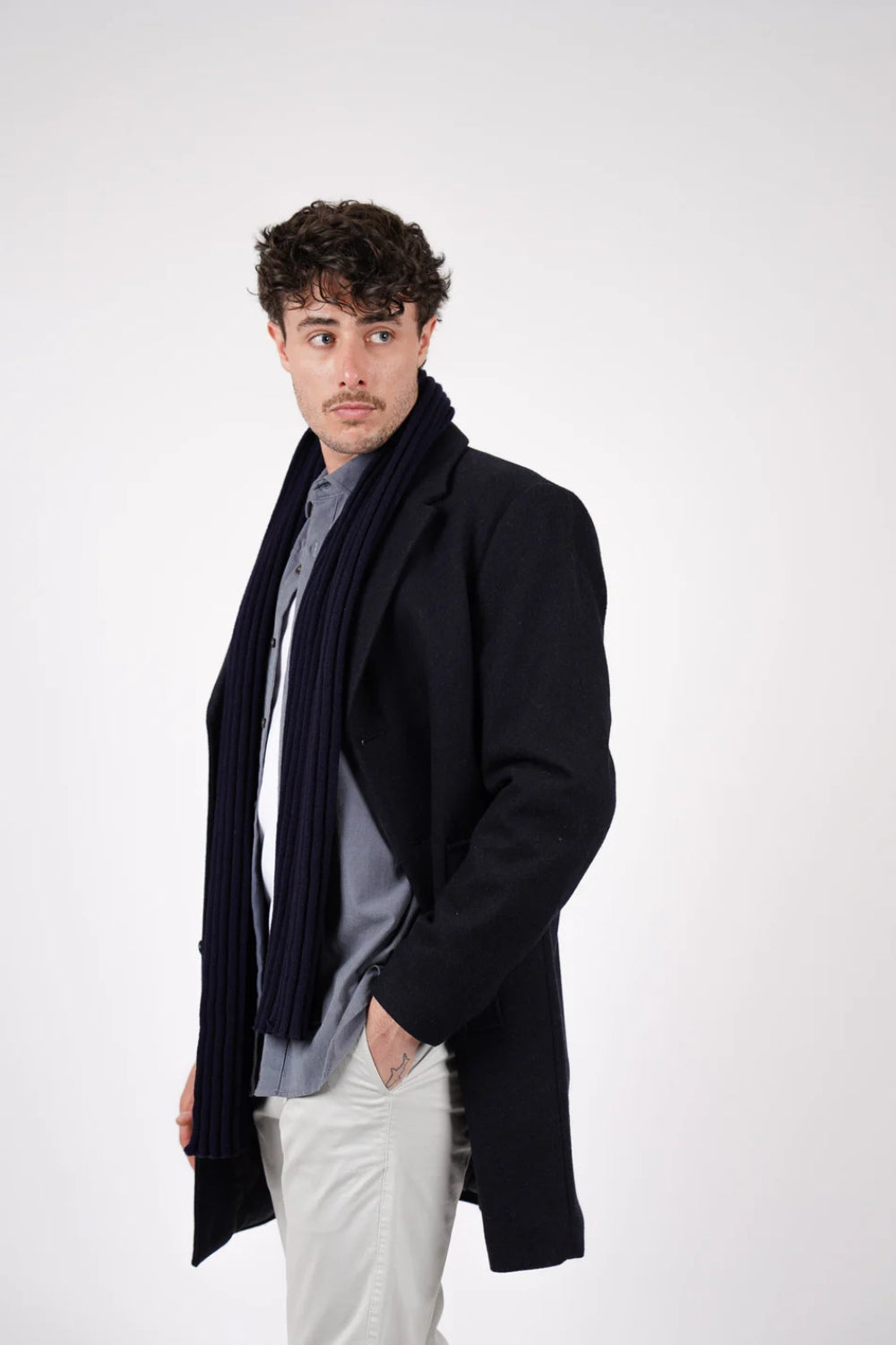 Padded Wool Coat - Midnight