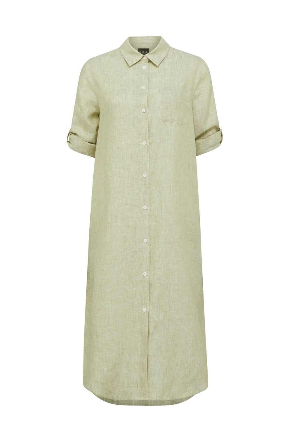 Pure Linen Shirt Dress - Pistachio