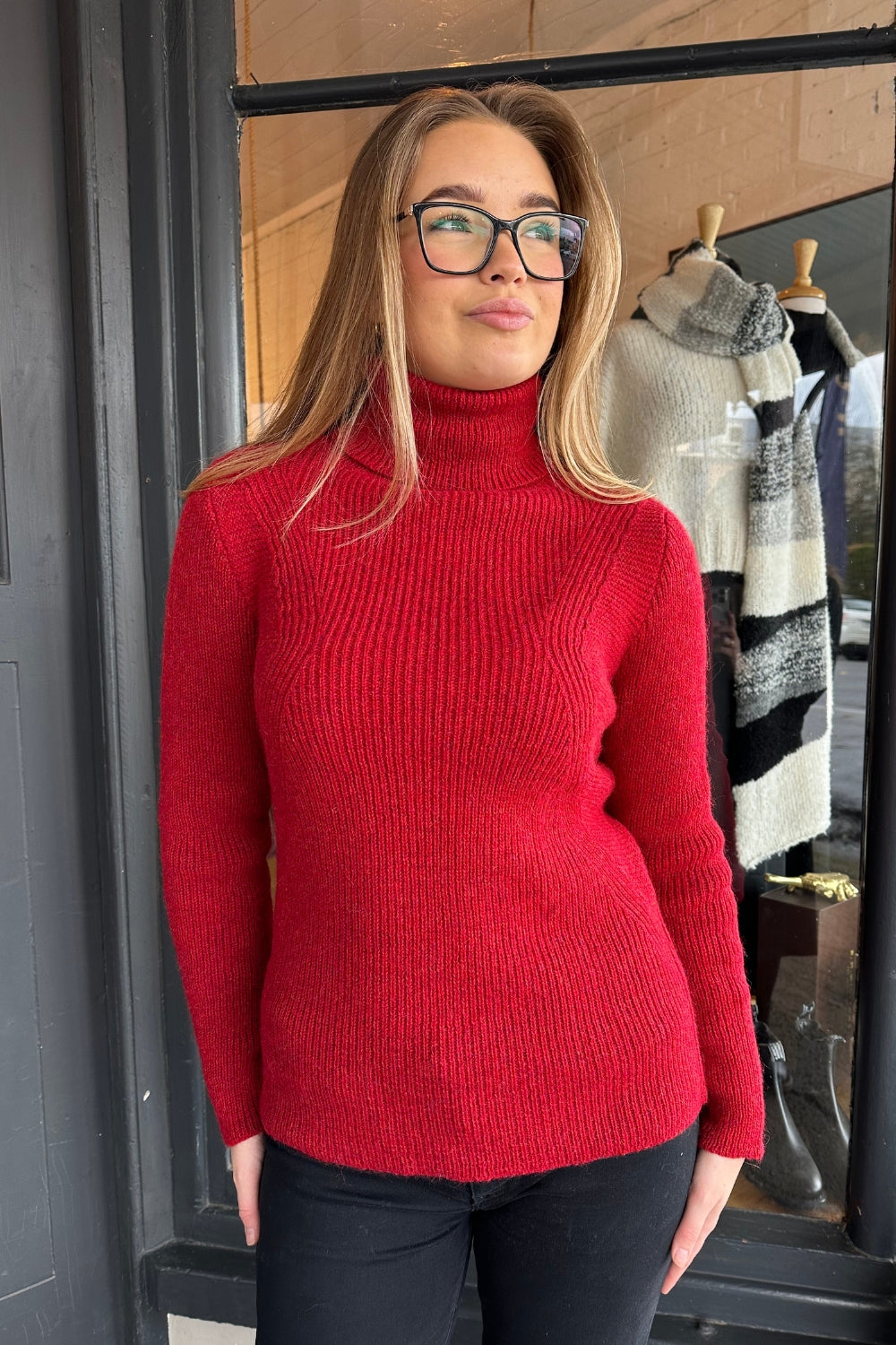 Alessandra Sweater - 100% Baby Alpaca - Red Melange