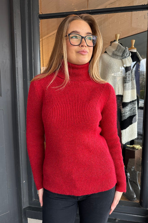 Alessandra Sweater - 100% Baby Alpaca - Red Melange
