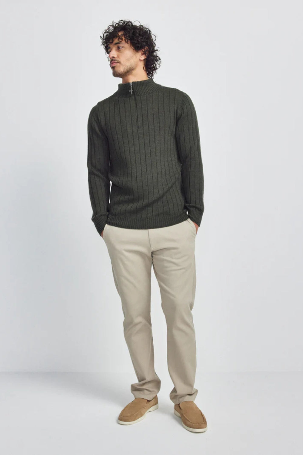 Finn Merino Zip Sweater - Forest
