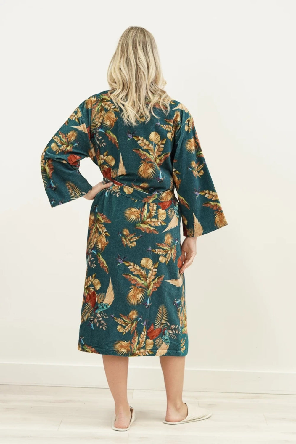 Autumn Leaf Velvet Robe - Blue