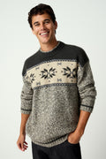 Unisex Heritage Alpine Sweater - Latte/Basalt Twist