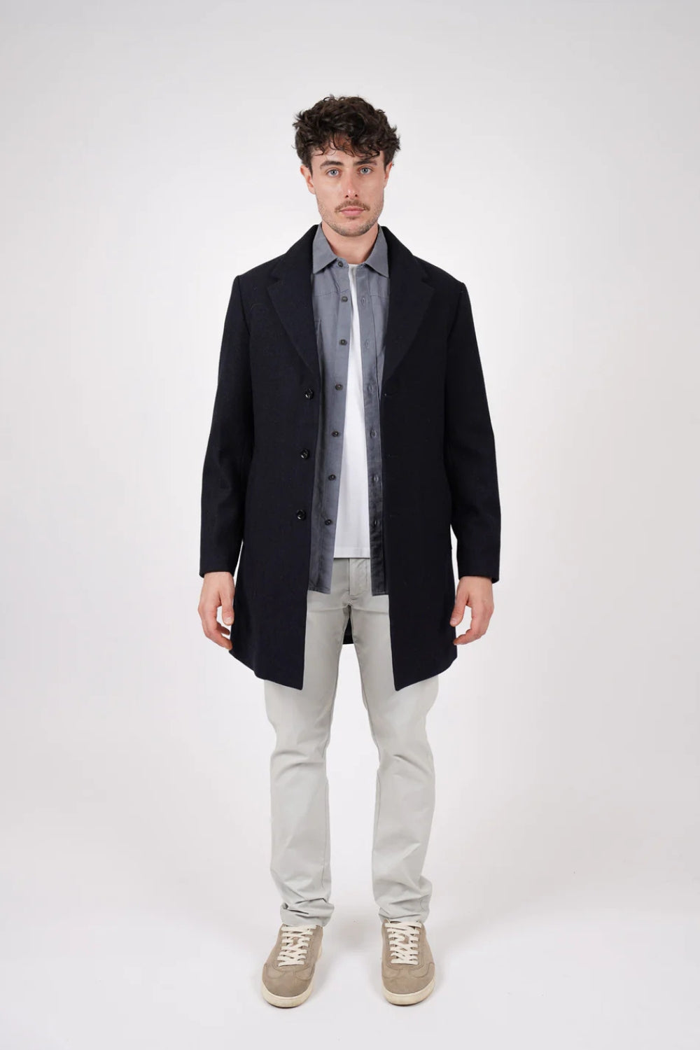 Padded Wool Coat - Midnight