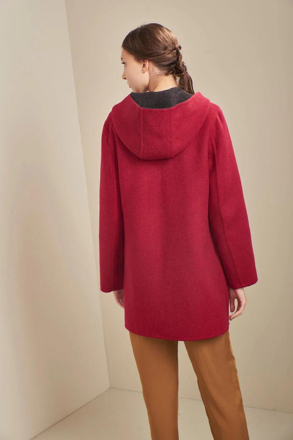 Anastasia Reversible Duffle Coat - Anthracite/Red