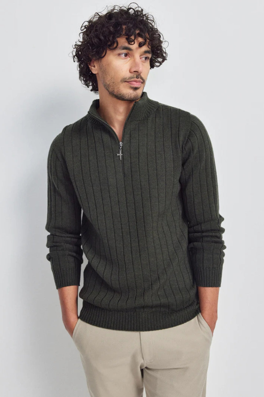 Finn Merino Zip Sweater - Forest