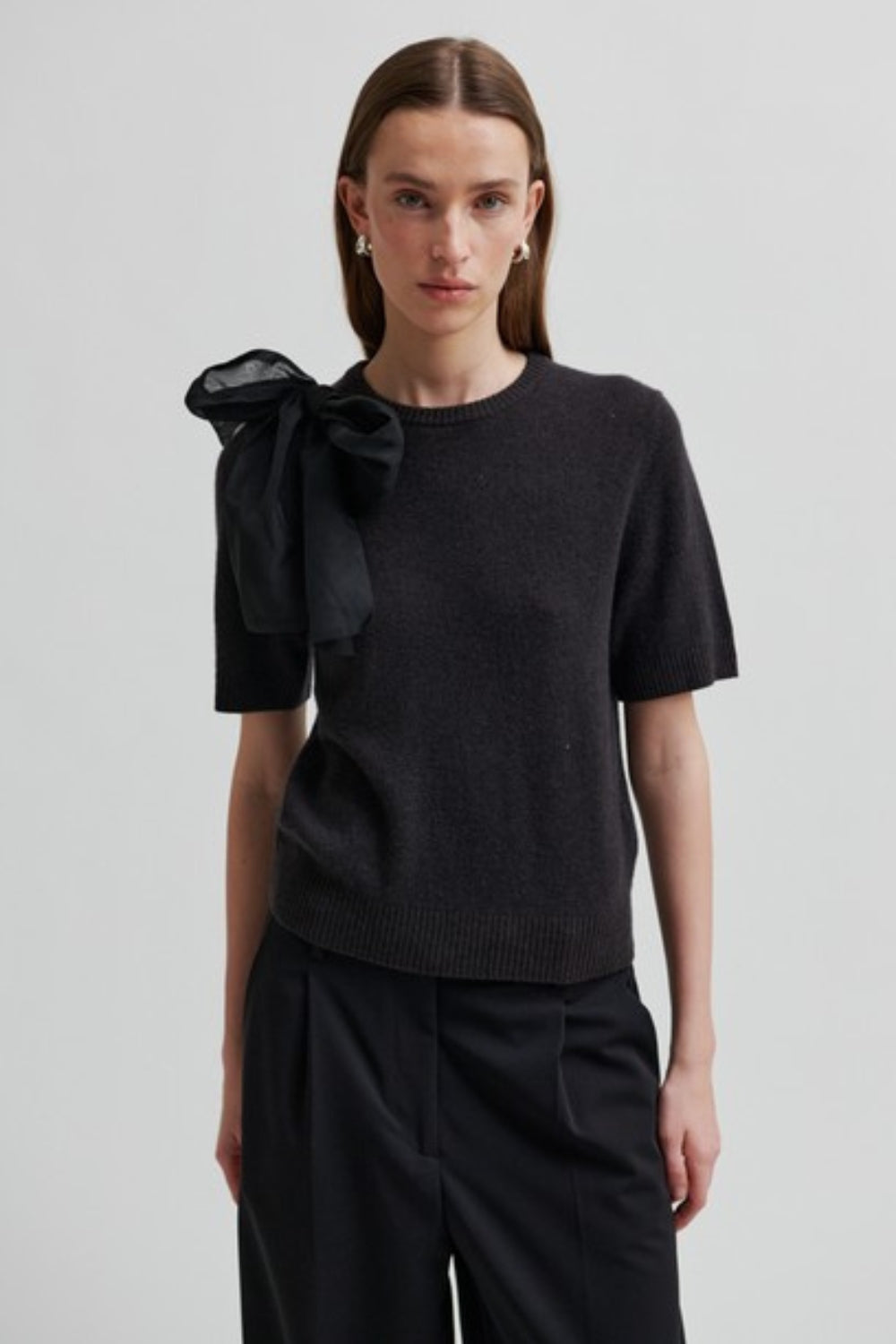 Leara Bow Knit - Charcoal