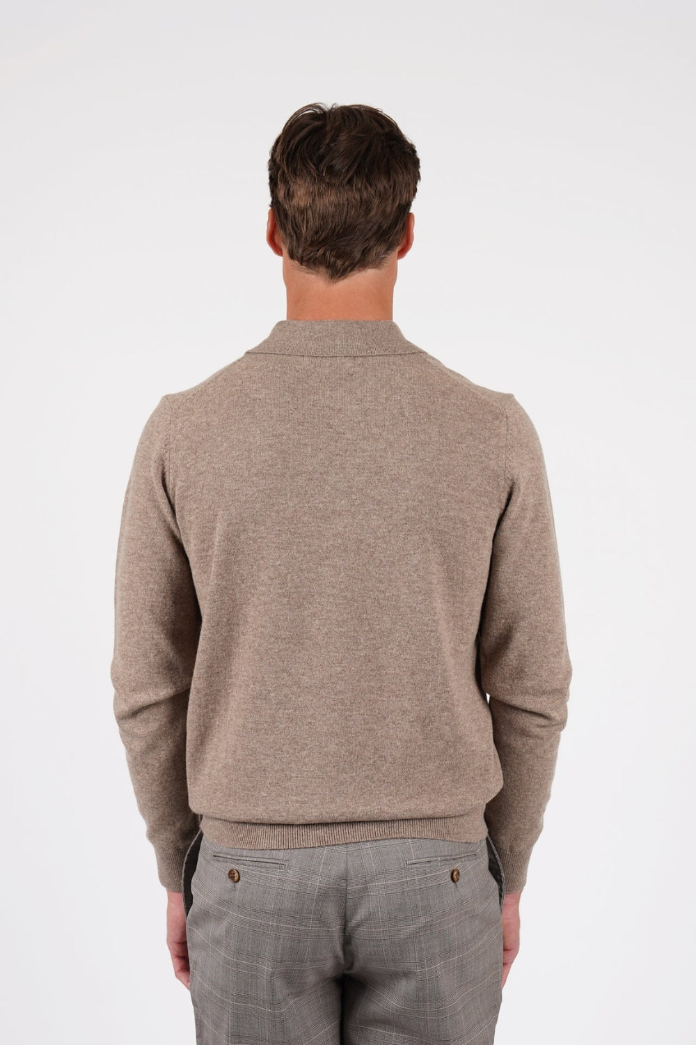 Pure Merino Wool L/S Polo - Oak Marle