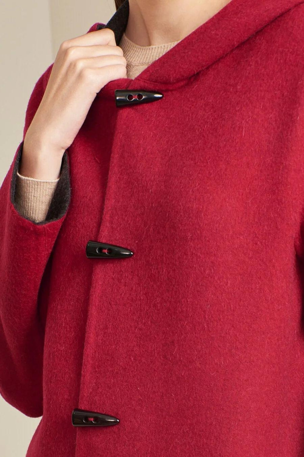 Anastasia Reversible Duffle Coat - Anthracite/Red