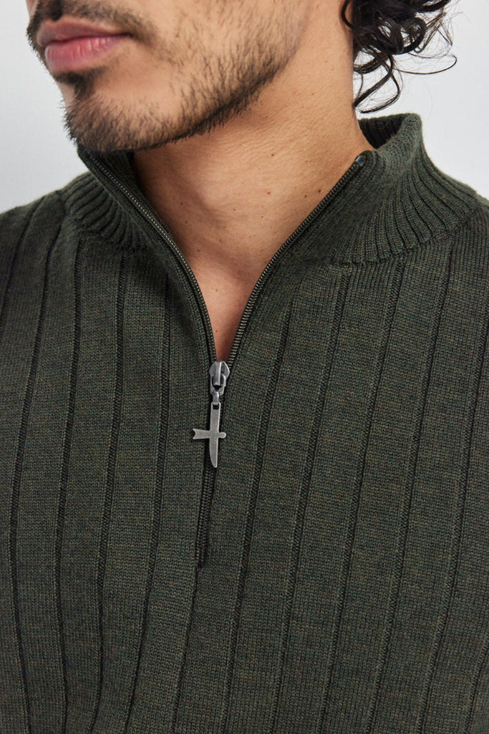 Finn Merino Zip Sweater - Forest