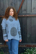 Oversize Alpaca Spot Sweater - Baby Blue/Grey
