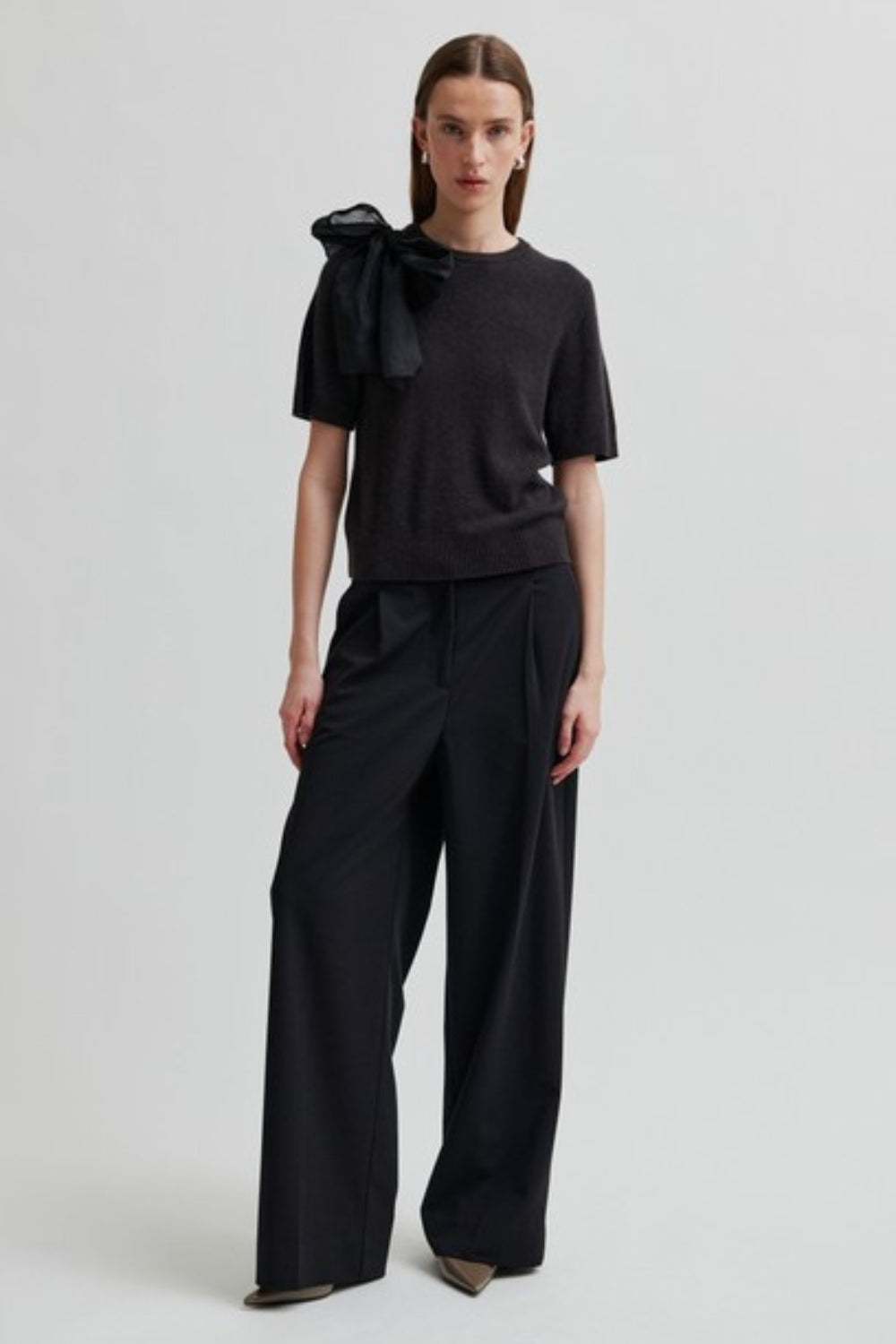 Leara Bow Knit - Charcoal