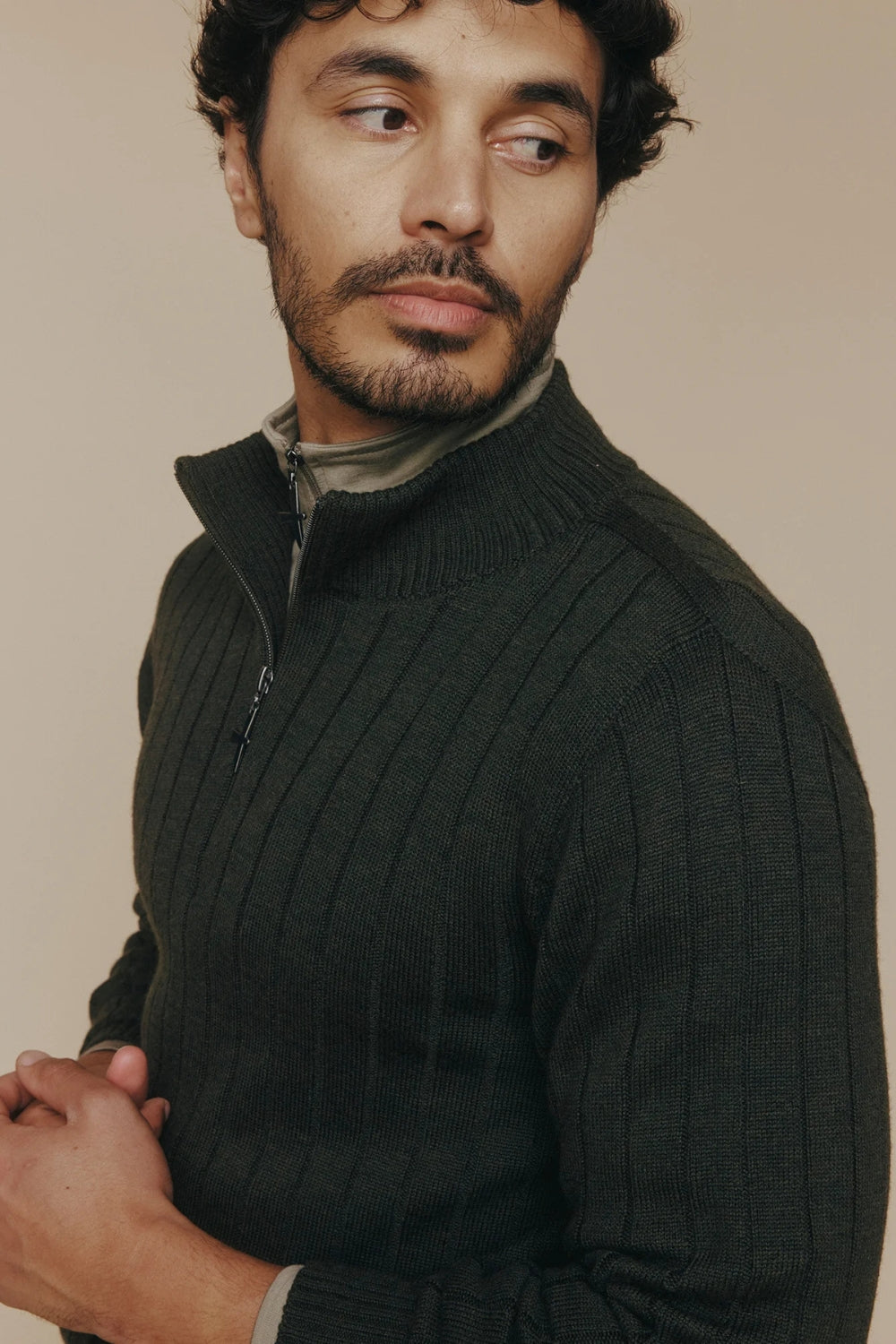 Finn Merino Zip Sweater - Forest