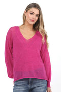 Superfine Alpaca V Sweater - Berry