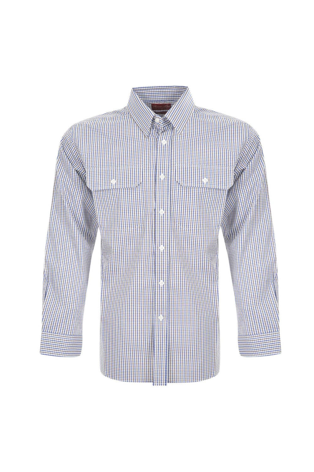 Wentworth Check 2-Pocket Long Sleeve - Royal Blue/ Brown