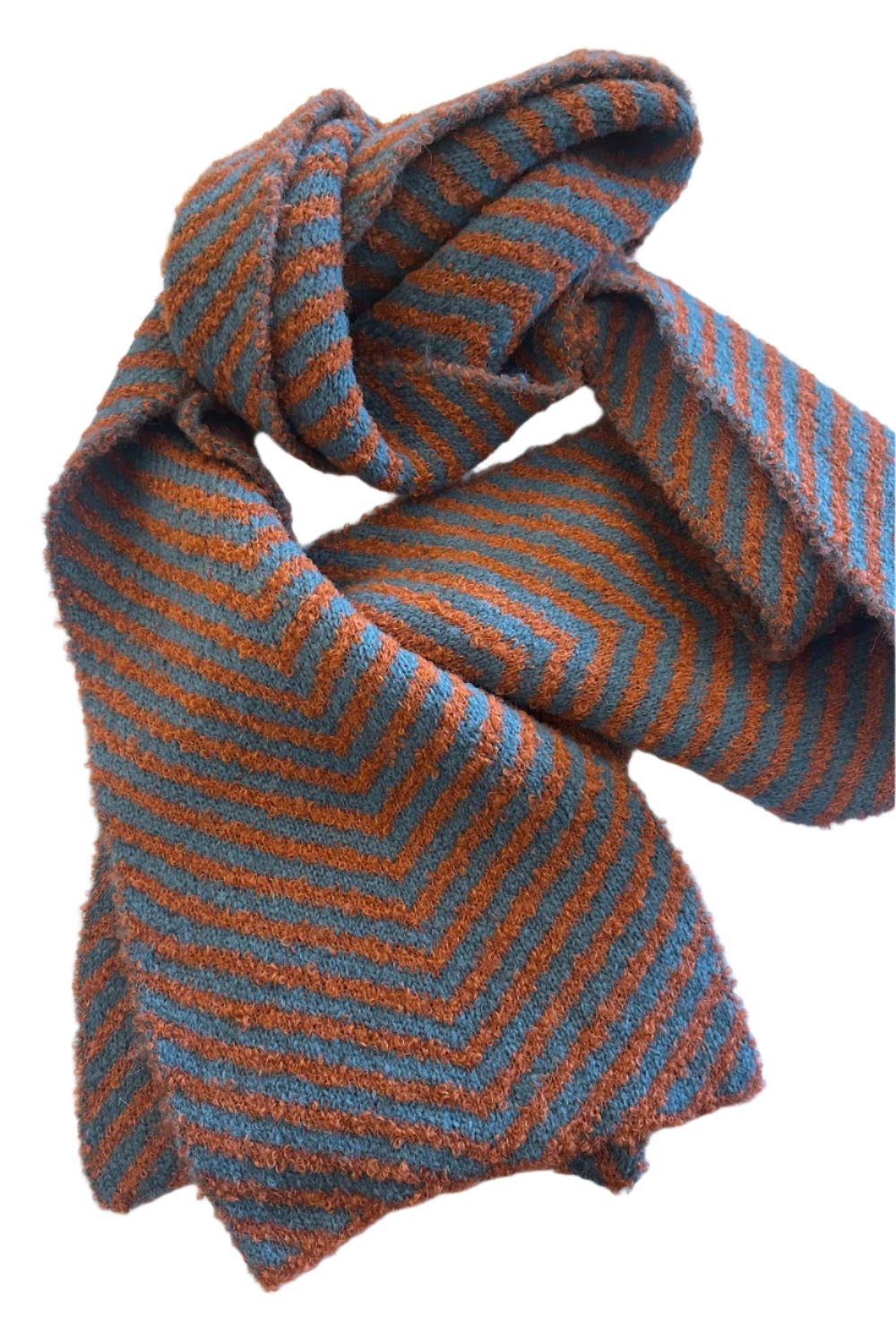 Chevron Alpaca Scarf - Burnt Orange/ Dusty Blue
