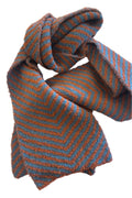 Chevron Alpaca Scarf - Burnt Orange/ Dusty Blue