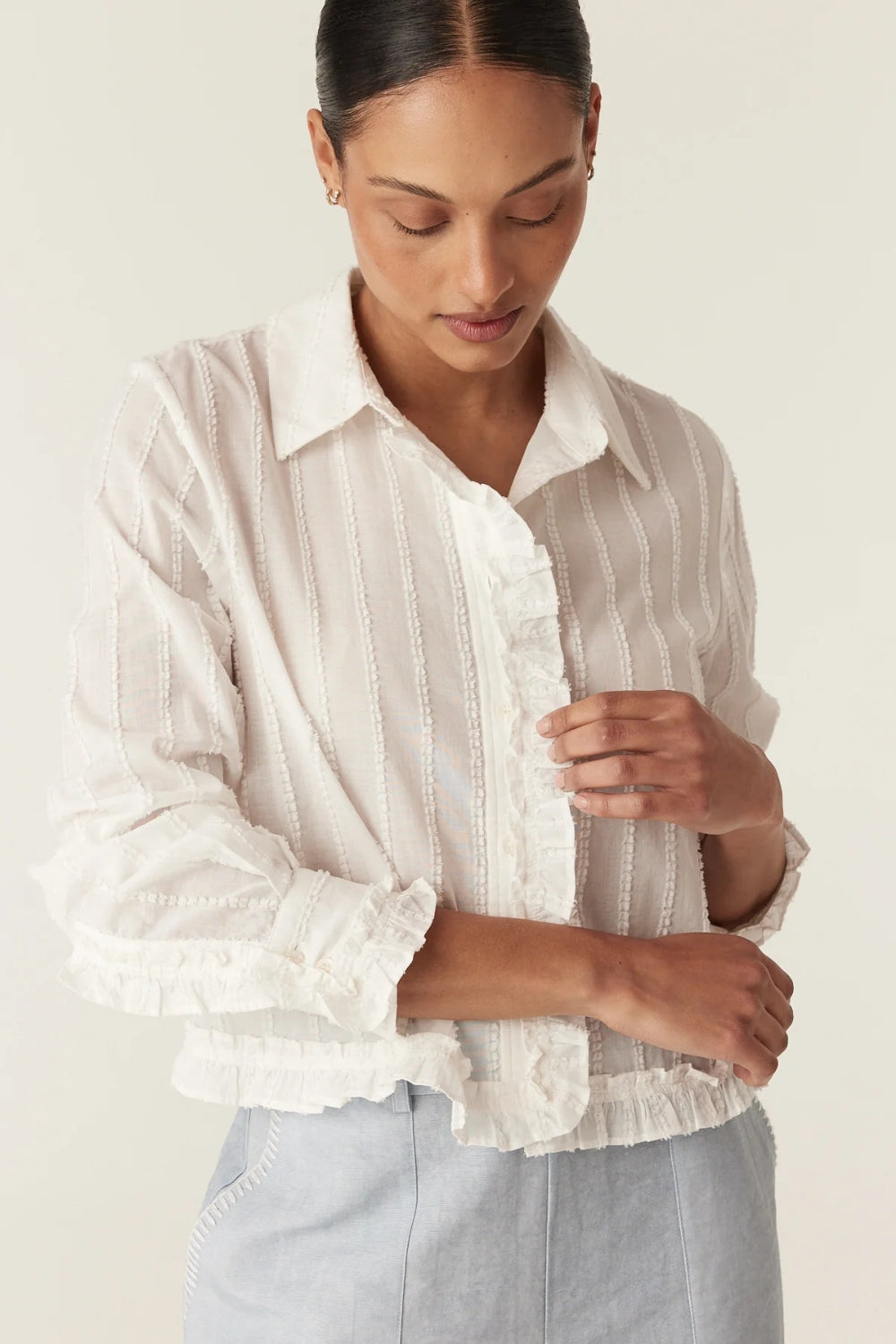 Corso Cotton Dobby Blouse - White