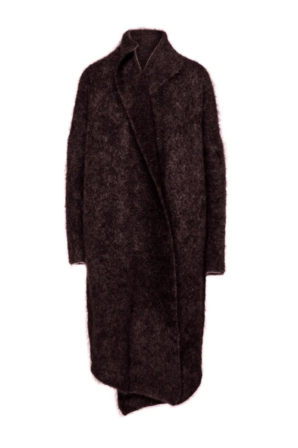 Mohair Long Wrap Coat Blanc - Merlot