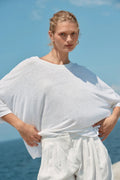 Linen Oversized Box Tee - White