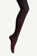Merino Wool Textured Knit Tights - Currant