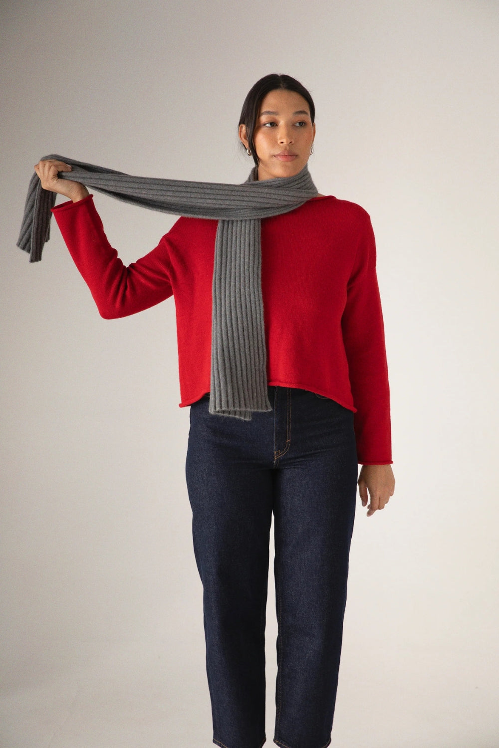 Ripple Scarf - Possum, Merino & Silk - Granite