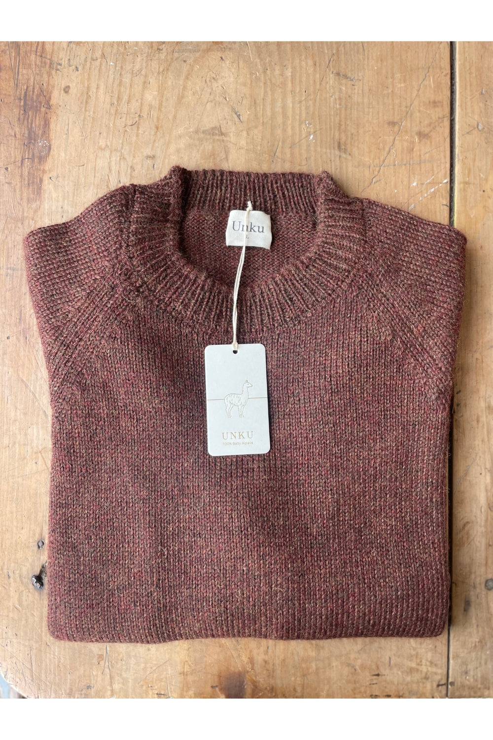 Unku - 100% Baby Alpaca Crew - Rust