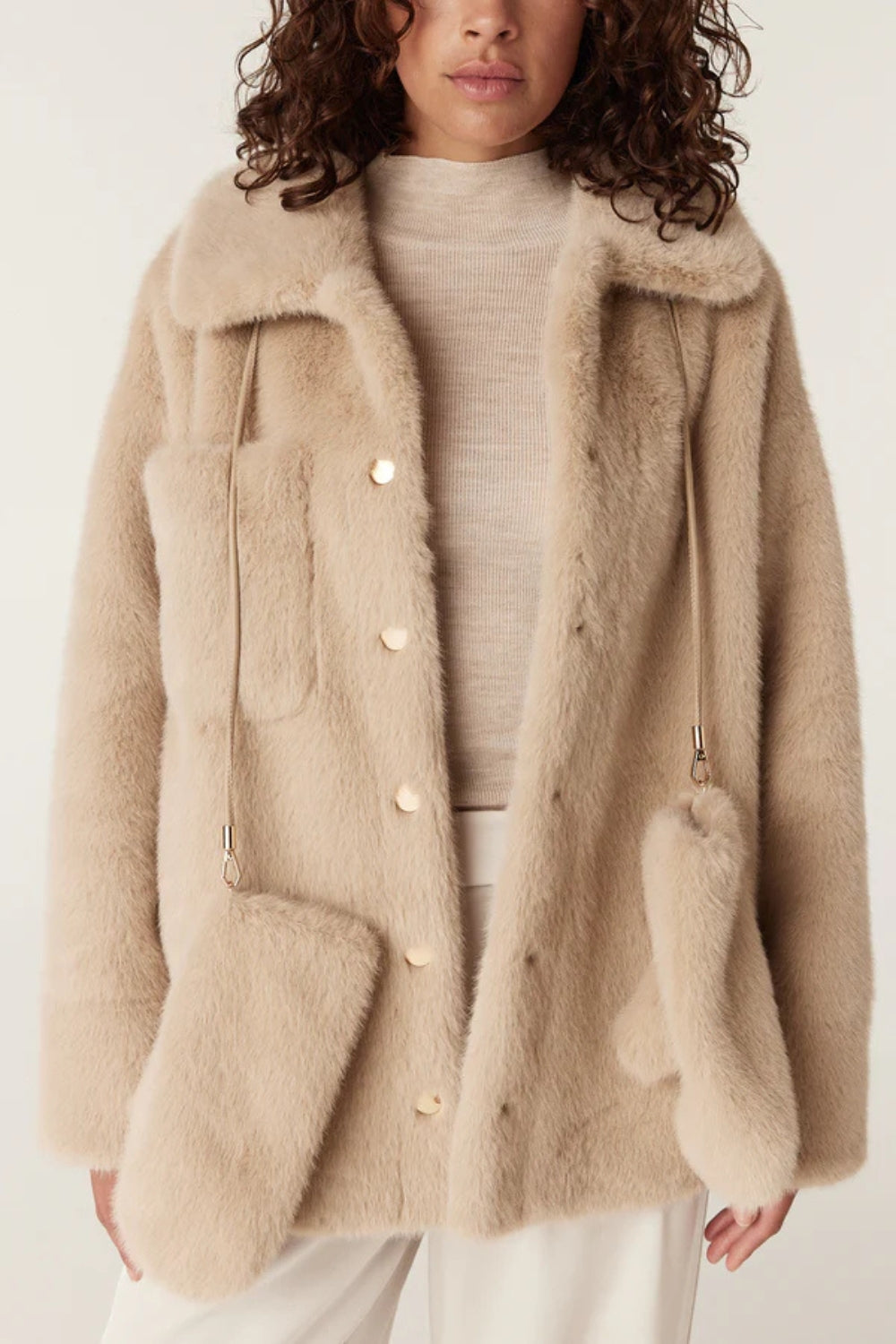 Faux Fur Mittens - Camel