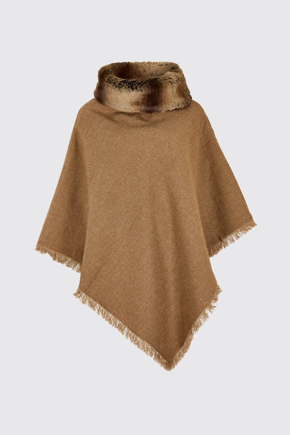 Silverfir Women's Tweed Poncho - Camel Twill