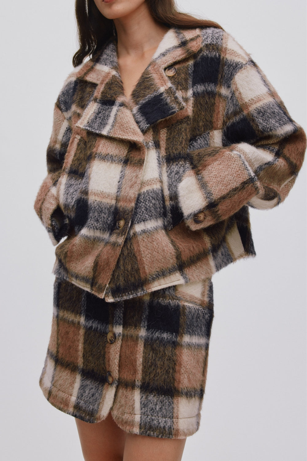 Ehsan Jumbo Check Jacket - Brown Check