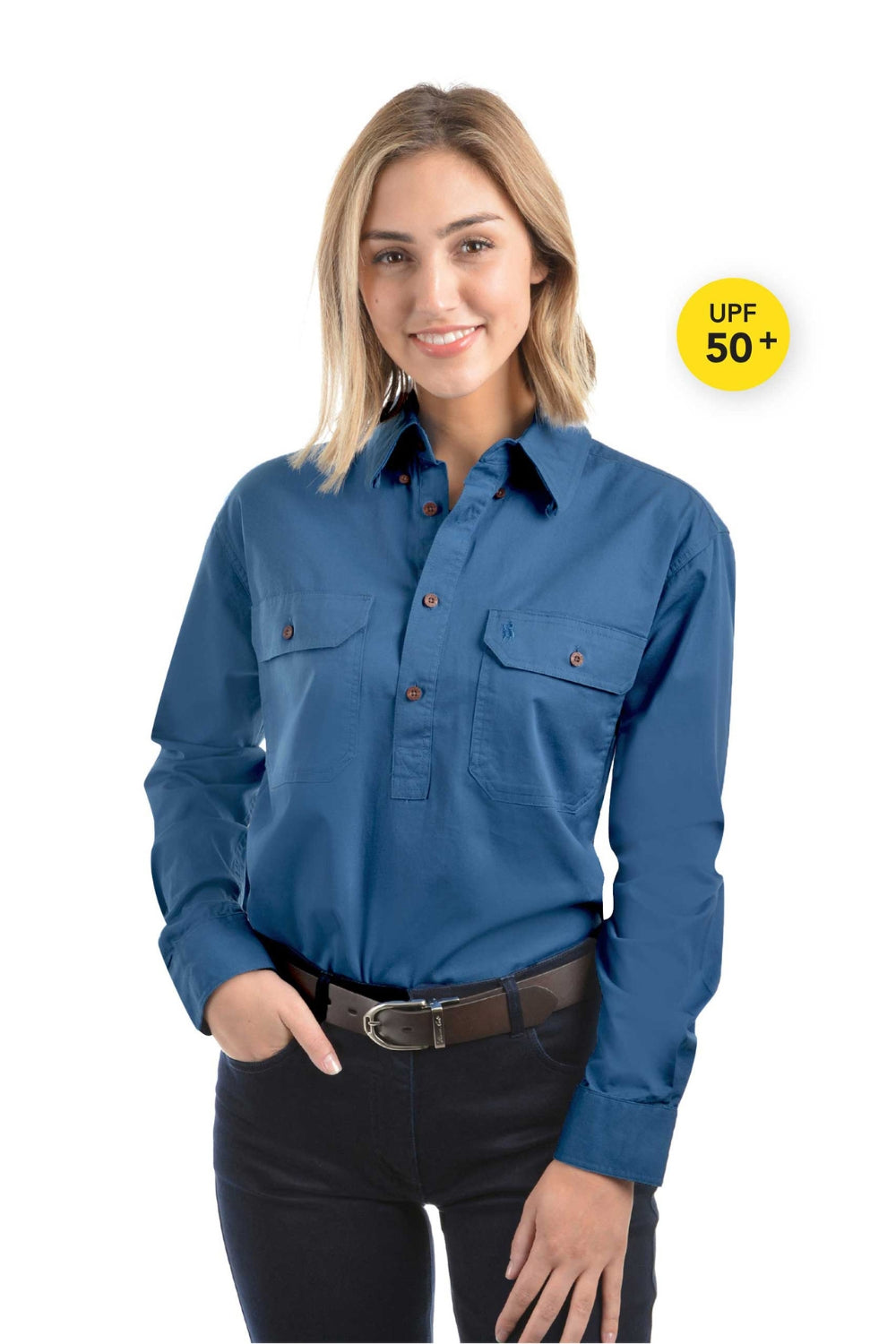Unisex Light Drill Shirt Half Placket - Multiple Colours