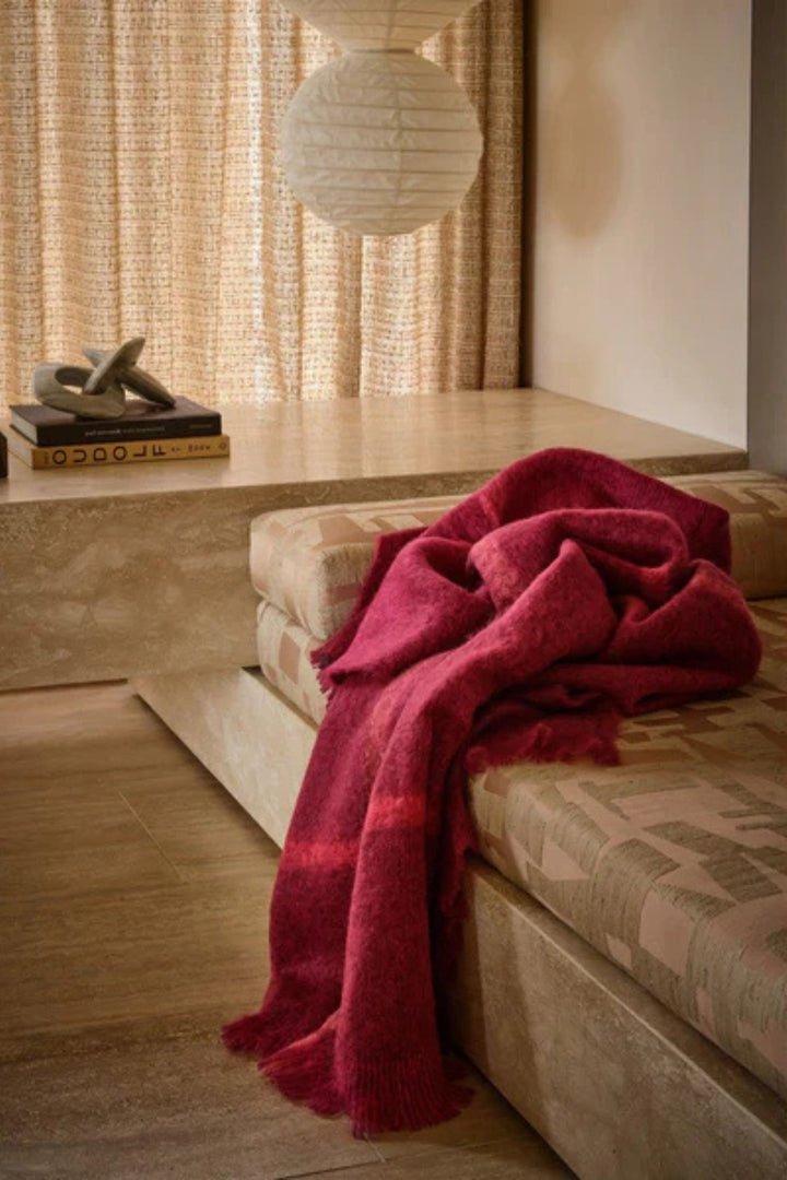 St Albans Mohair Throw - Bordeaux – The Wool Shed Australia