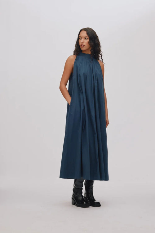 Annisa Poplin Dress - Navy