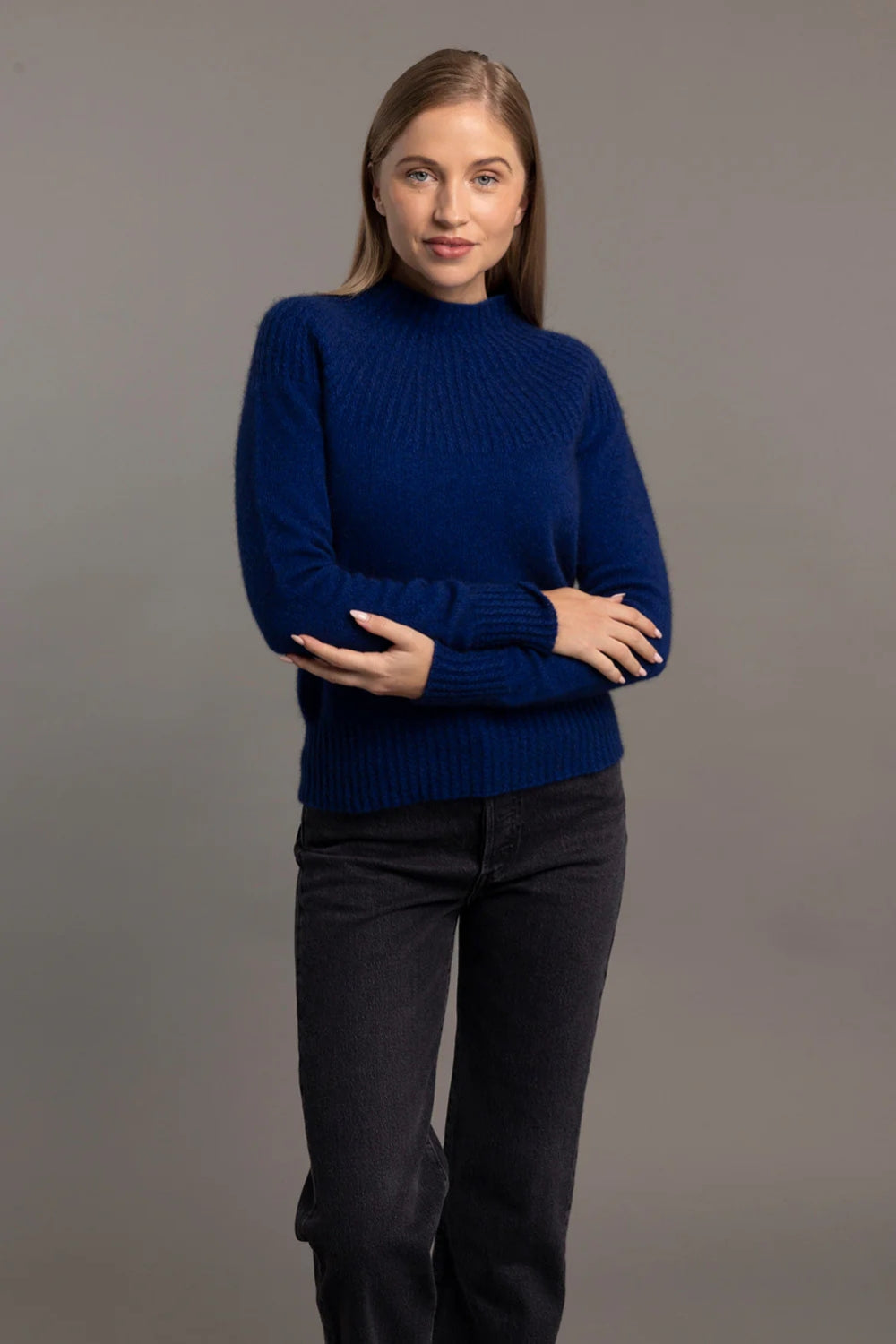 Yoke Neck Cable Jersey - Cobalt