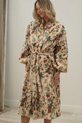 Wildflower Field Velvet Robe - Beige