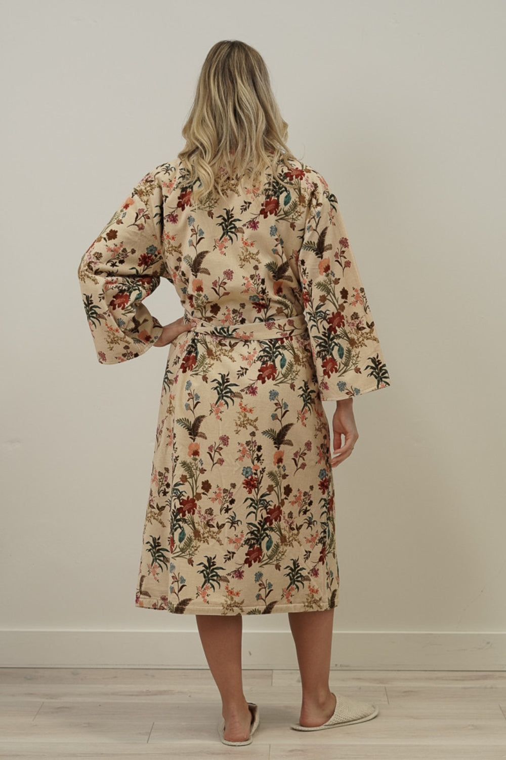 Wildflower Field Velvet Robe - Beige