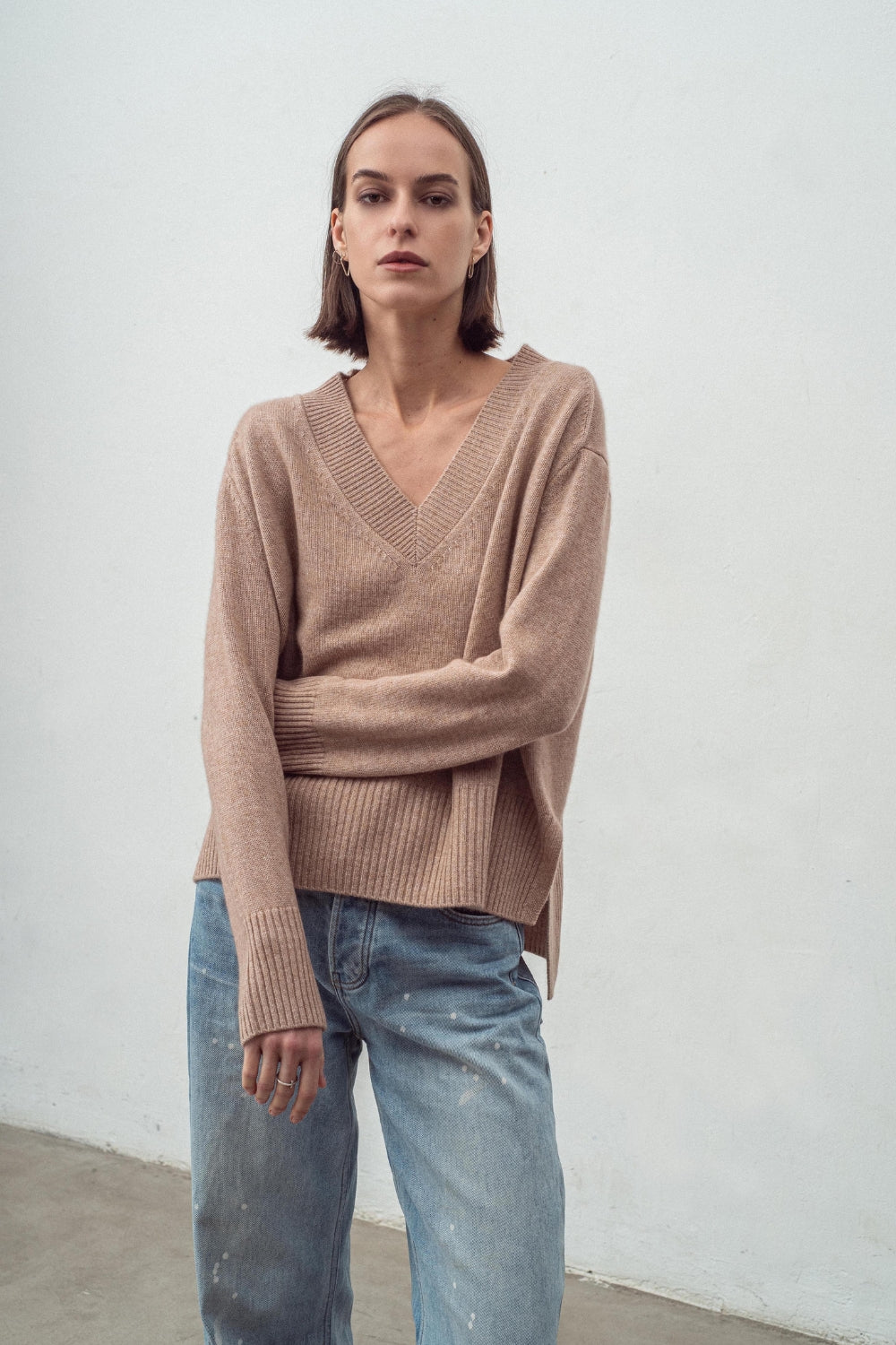 Cashmere Oversized V Neck - Toffee