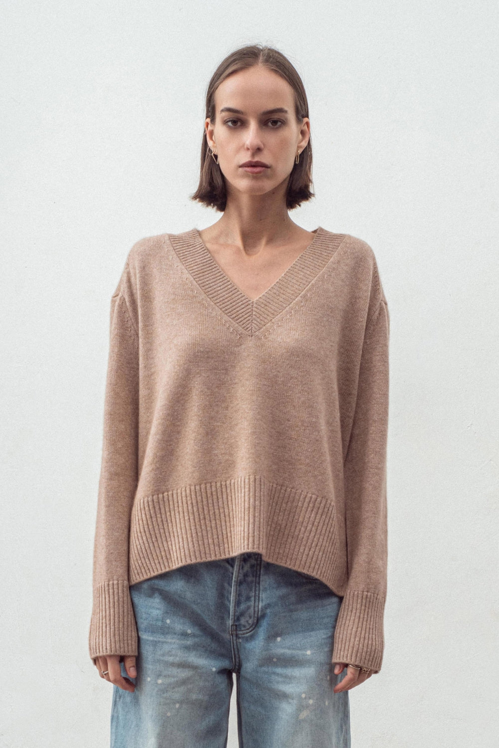 Cashmere Oversized V Neck - Toffee