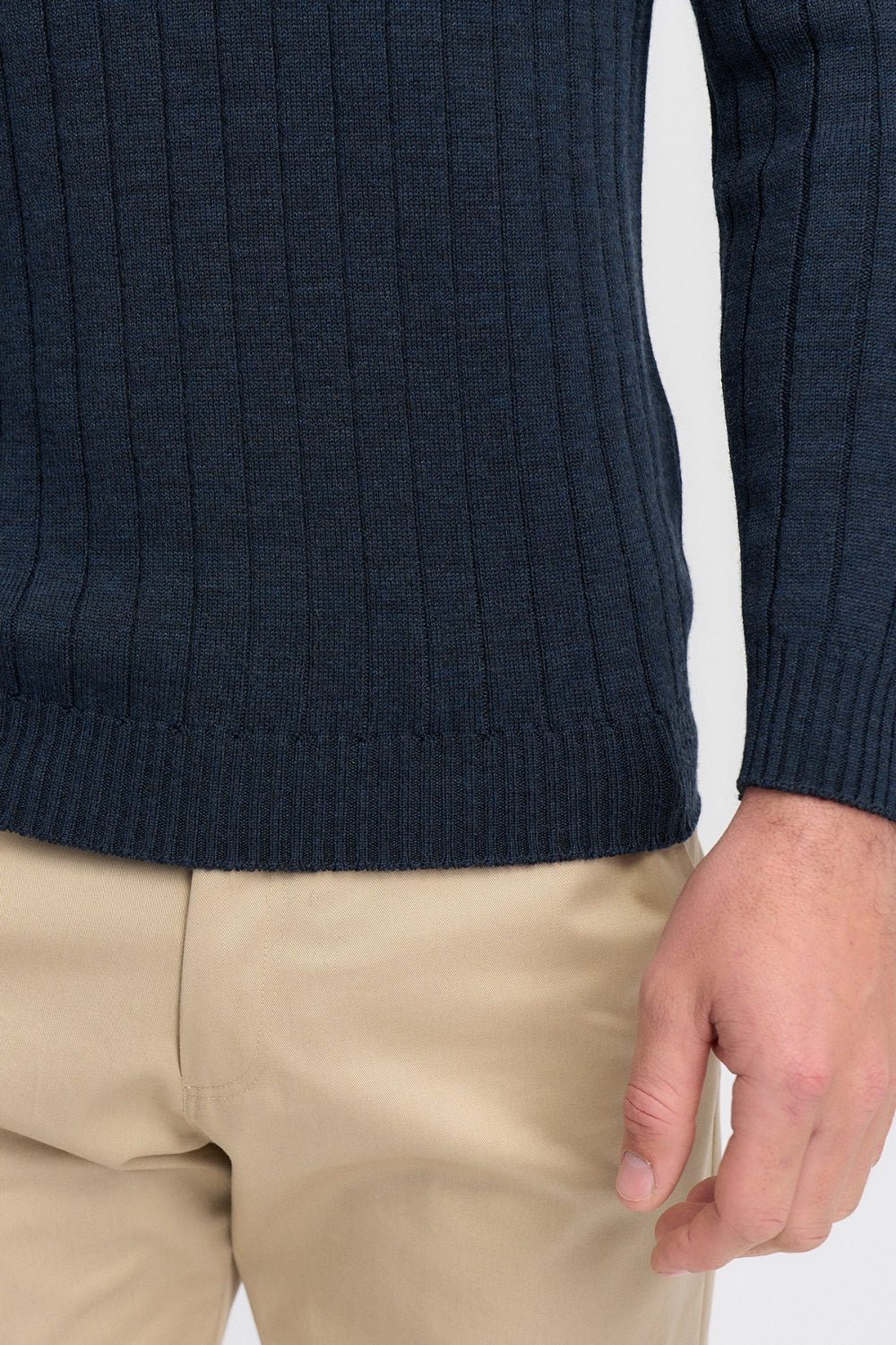 Finn Merino Zip Sweater - Dark Navy