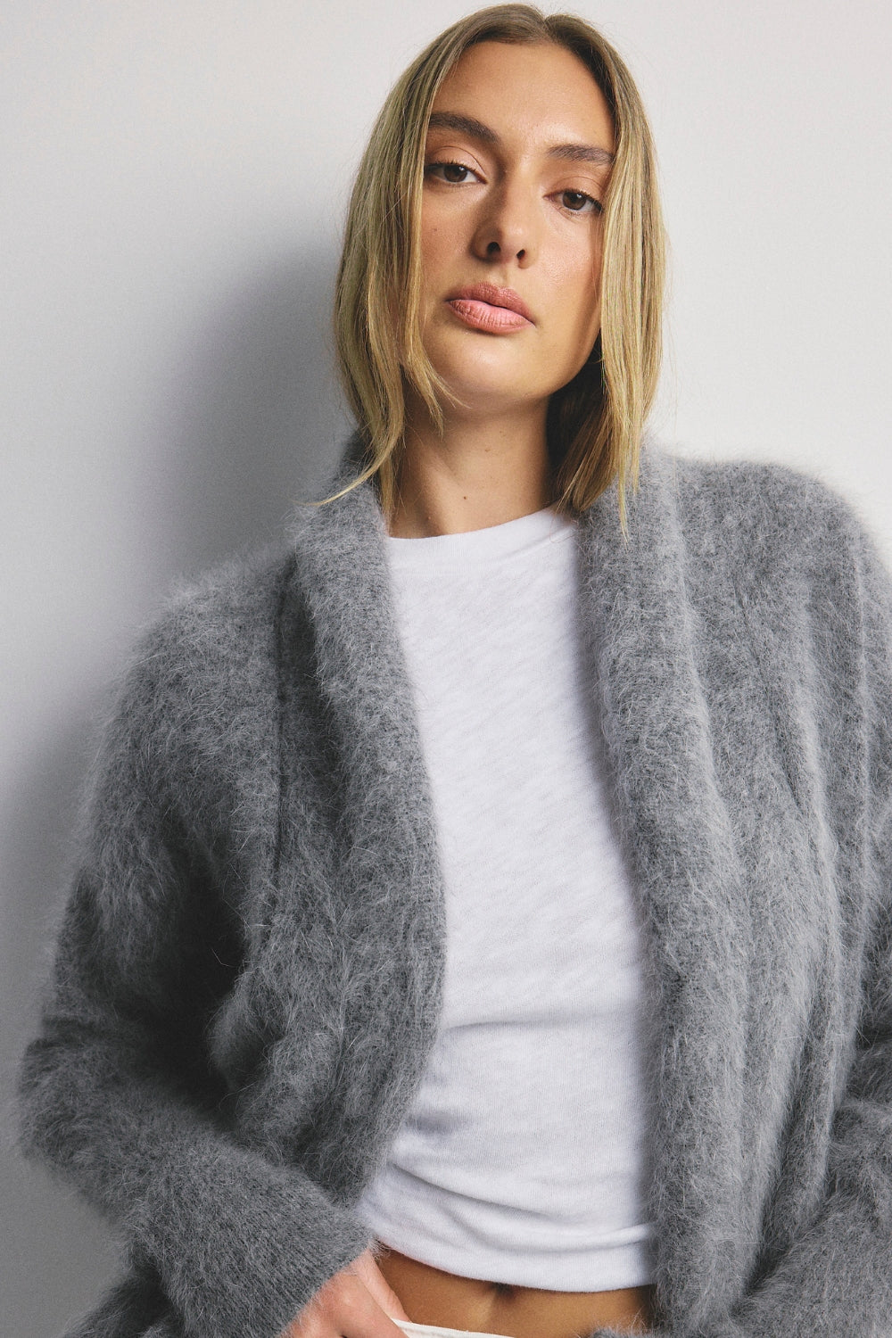 Zoe Cropped Open Cardigan - Charcoal