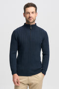 Finn Merino Zip Sweater - Dark Navy