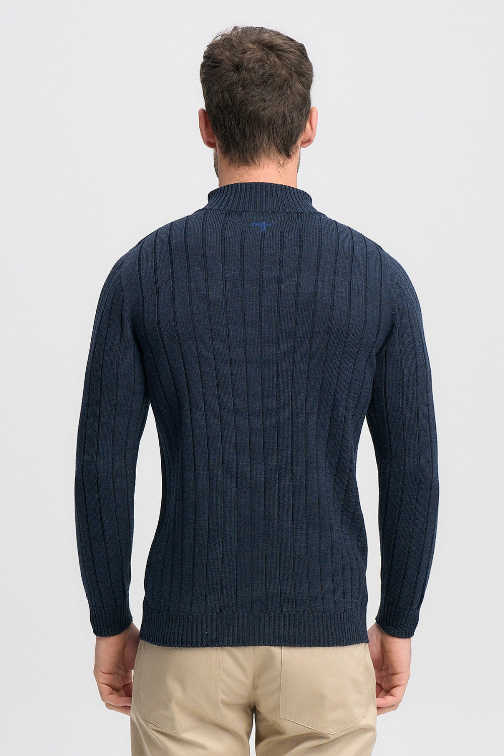 Finn Merino Zip Sweater - Dark Navy