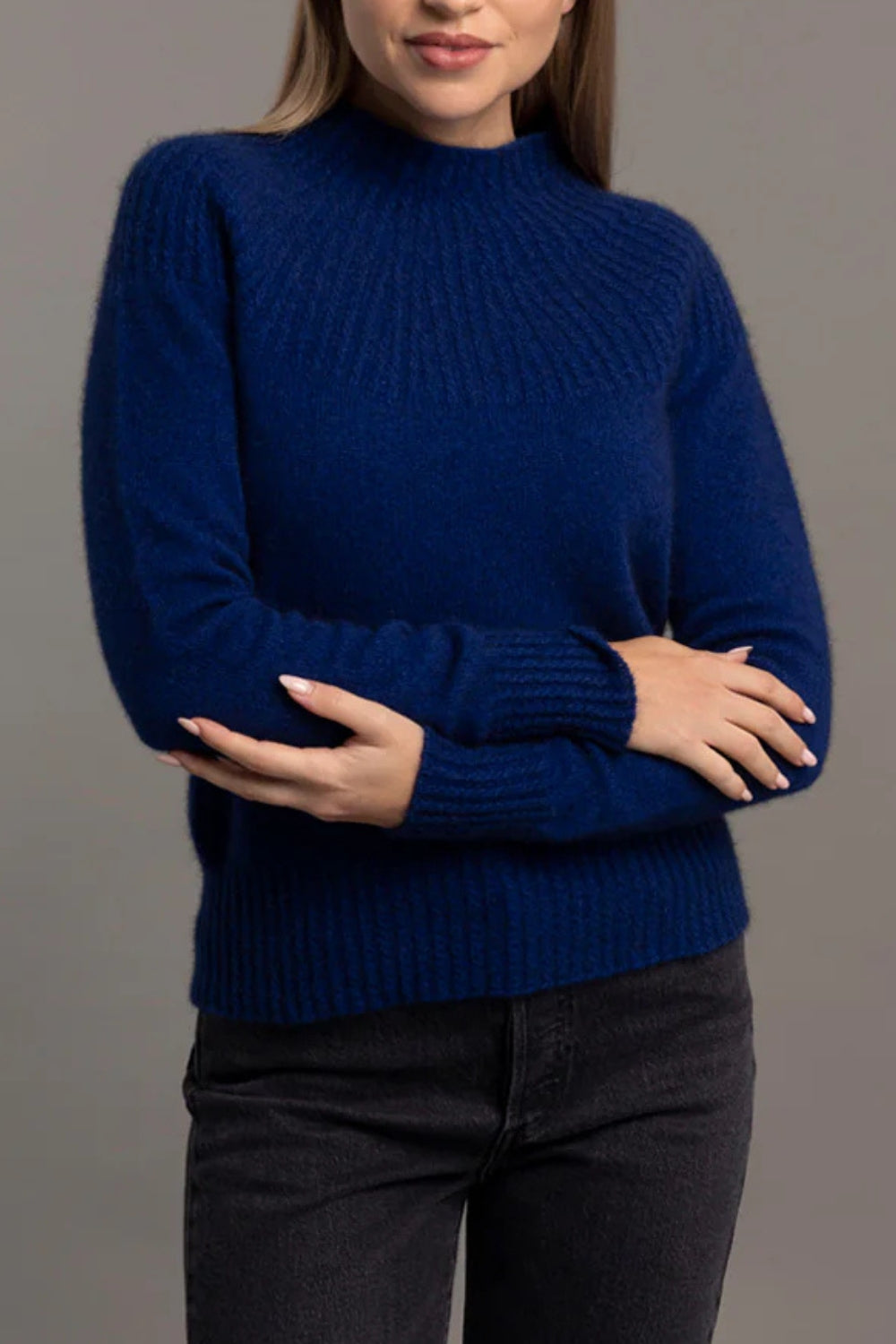 Yoke Neck Cable Jersey - Cobalt