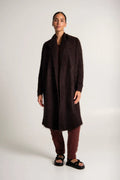 Mohair Long Wrap Coat Blanc - Merlot