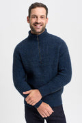 Unisex Kenzie Zip Sweater - Zephyr/Deep Sea Mix