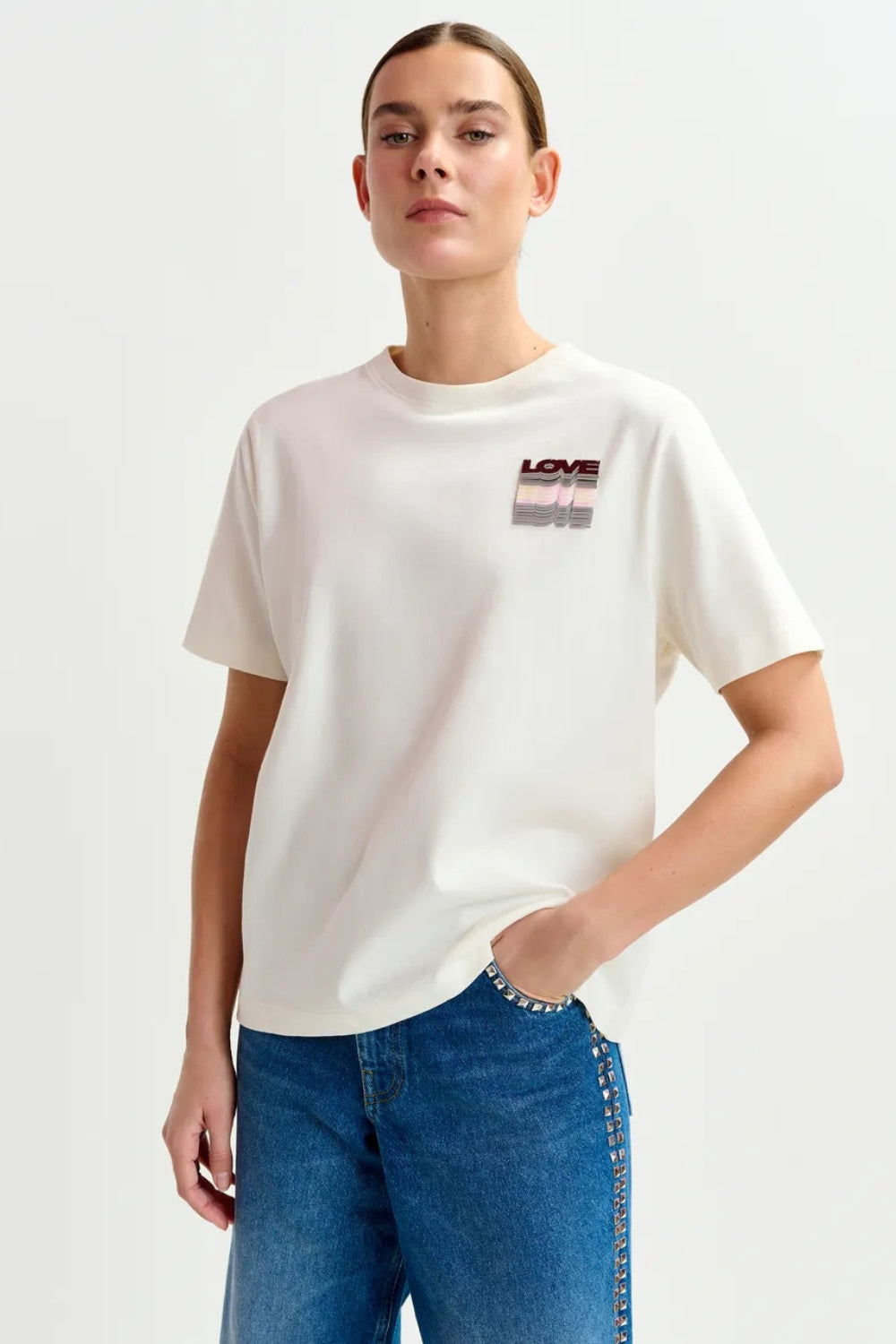 Love T-Shirt w Sequin - Off White
