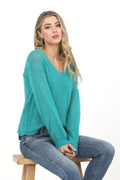 Superfine Alpaca V Sweater - Emerald