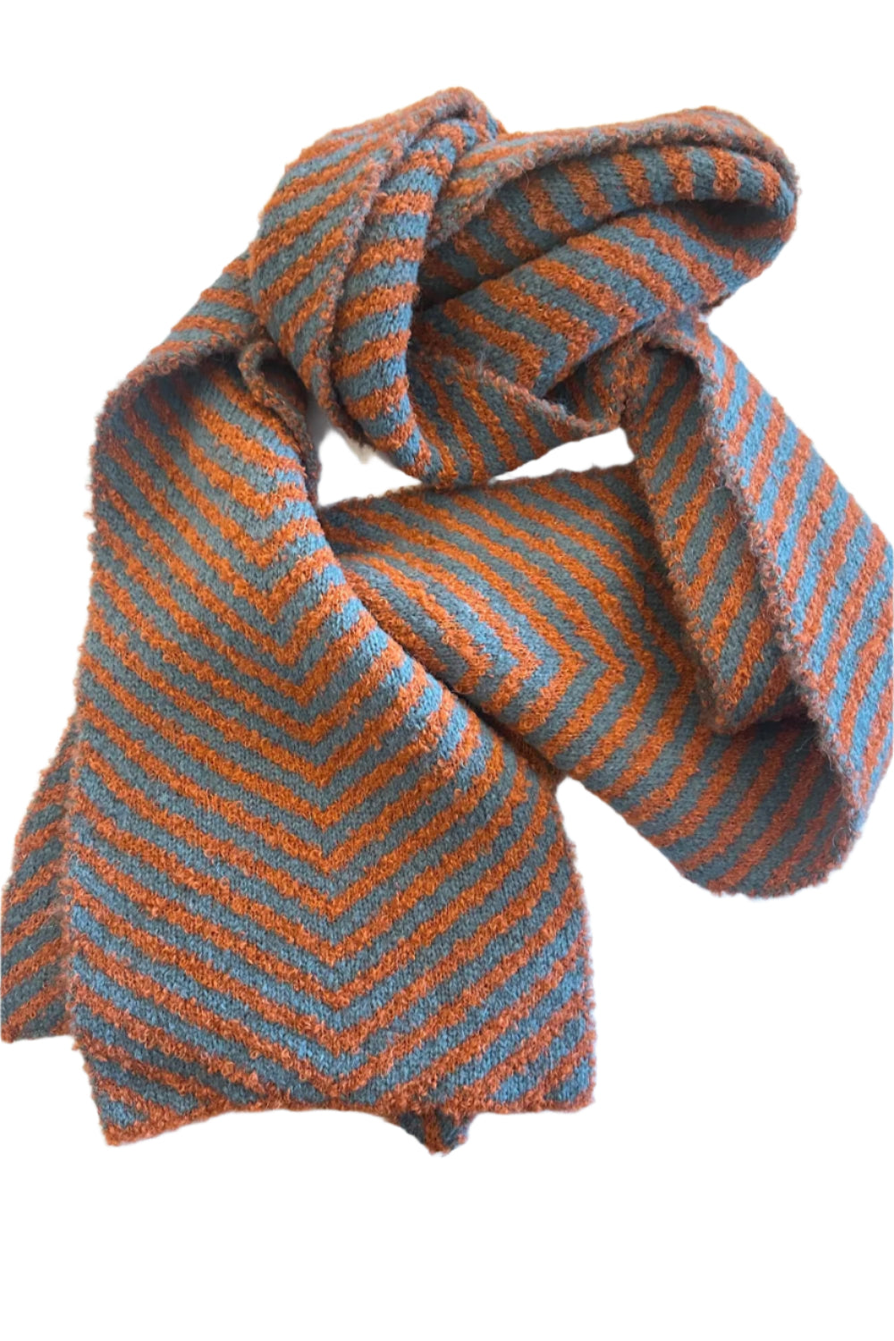 Chevron Alpaca Scarf - Burnt Orange/ Dusty Blue