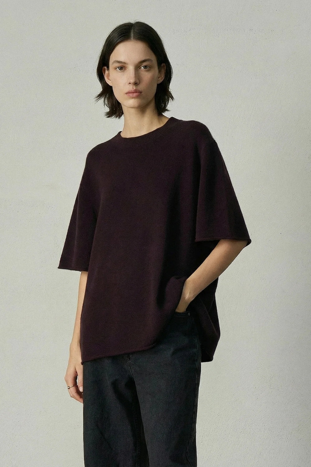 Wool Cashmere Super Big T - Merlot