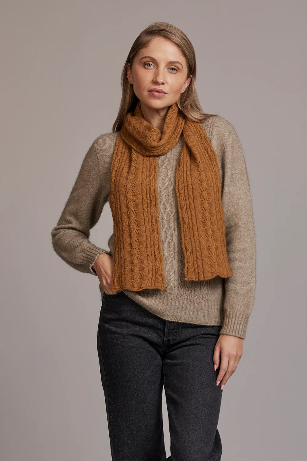 Possum Merino Cable Scarf - Multiple Colours